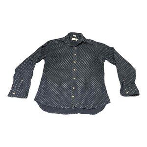 Taylor Stitch Shirt Mens 38 Navy Blue‎ Geometric Button Up Handmade California